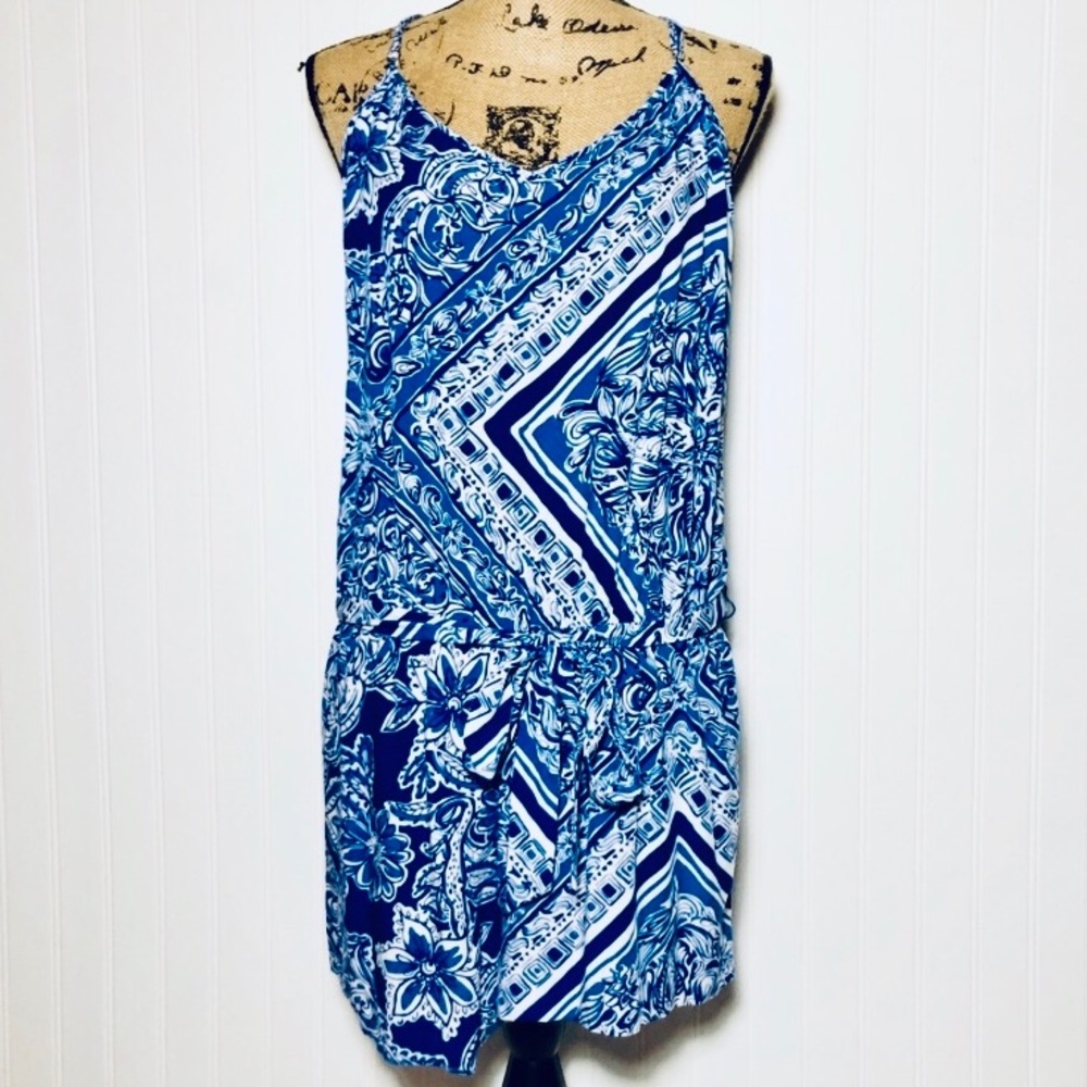 Lilly Pulitzer Blue Romper with tie Size Large